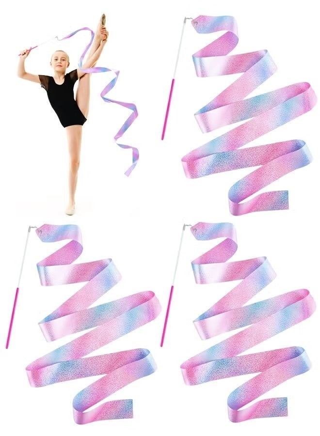 3PCS Sparkly Dance Ribbon,6.6 Ft Twirl Streamer Ribbon Dancer Wands for Kids Girls Class Talent Shows - Image 1